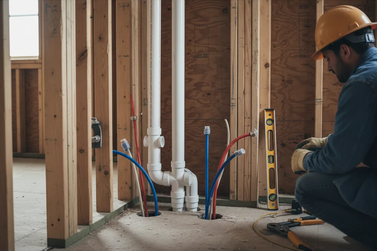 Drain and supply rough-in during Leak Detection in Hazlet