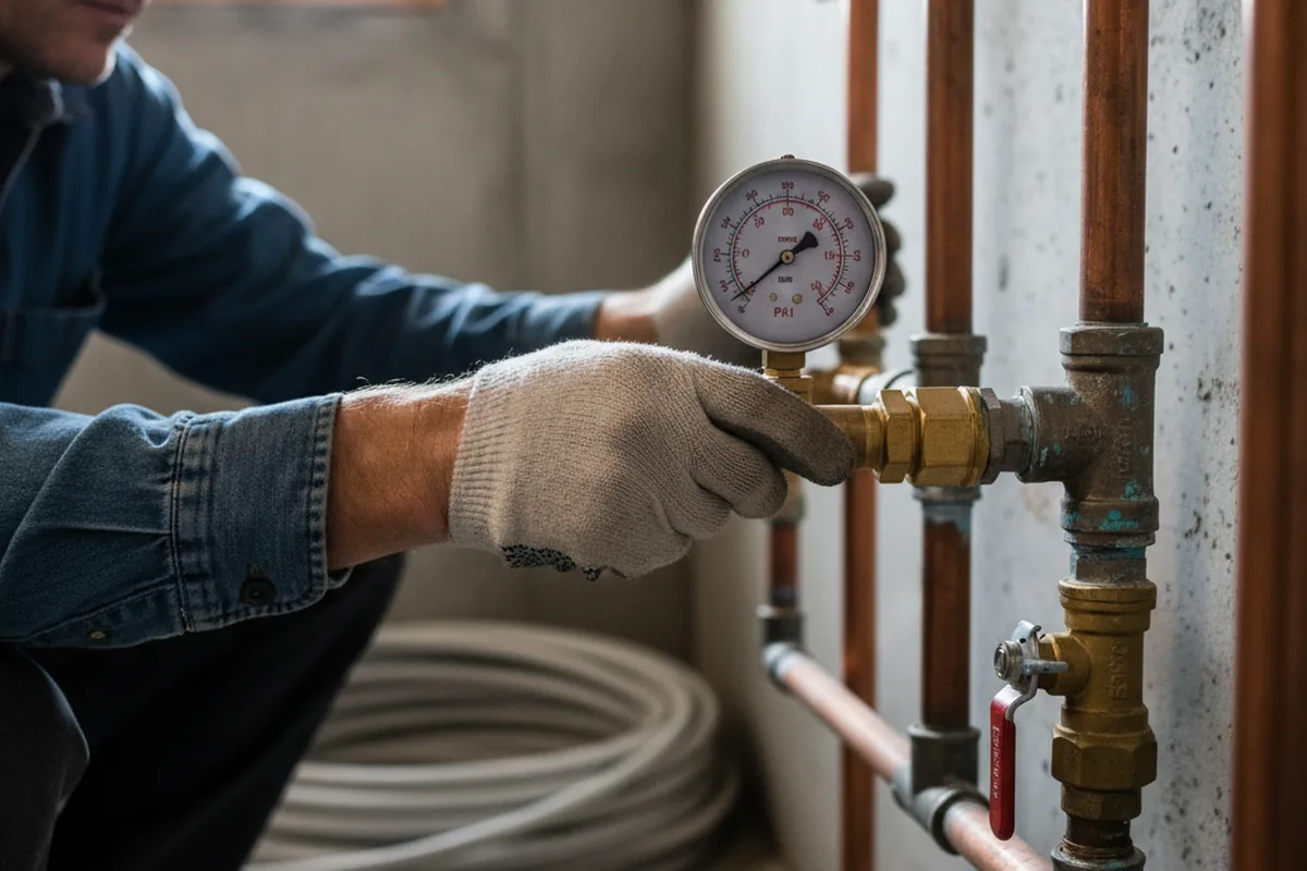 Pressure testing a repaired line during Water Line Repair in Hazlet